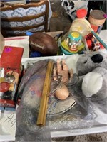 Lot of vintage toys, John Deere book, and a
