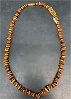 Simulated amber chip necklace