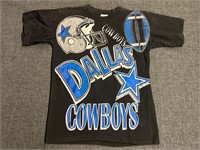 Dallas Cowboys Helmet/Football Print T-Shirt Large