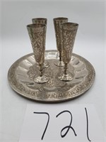 Hammered Metal Plate and Cups-India