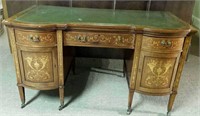 Leather top, inlayed, knee hole desk