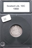 1868 S SEATED DIME F