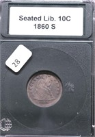 1860 S SEATED DIME XF