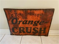Antique 1920s Orange Crush Embossed Metal Sign