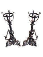 Pair of Large French Iron Andirons