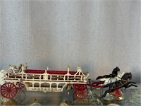 Antique Die Cast Horse Drawn Firetruck No Firemen