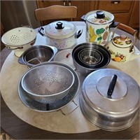 Lot of Vintage Metal Kitchenware w/ Colander