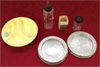 Vintage child's plates & baby bottles