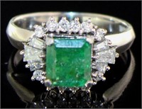 Platinum 1.89 ct Natural Emerald & Diamond Ring