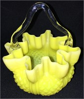 Yellow Art Glass Basket