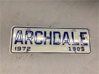 ARCHDALE CITY LICENSE TAG