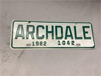 ARCHDALE CITY LICENSE TAG