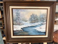 Signed Georgie Winter landscape oil painting