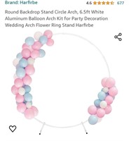 Round Backdrop Stand Circle Arch, 6.5ft White