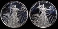 (2) 1 OZ .999 SILVER ST. GAUDENS ROUNDS