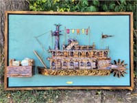 Large Vintage Brass Art "River Queen" Paddle Boat