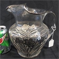 Glass Pitcher with Overlay
