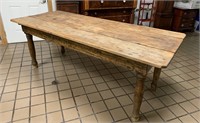 Antique Primitive Wide Plank Pine Top Farm Table