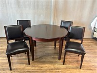 Dark Finish Round Dining Table w/4 Chairs
