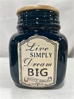 LIVE SIMPLY DREAM BIG CERAMIC JAR