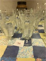 7 Vintage federal glass footed iced tea glasses