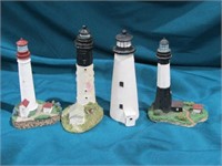 4 Small Lighthouses Figurines 4" T