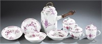 Meissen Puce Floral porcelain dining pieces.