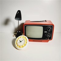 Vintage Portable RCA TV, GE Wall Clock, Hamilton