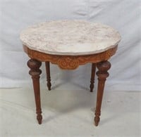 Inlaid Marble Top French Table