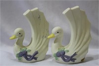 A Pair of Ceramic Swan Salt and Pepper Shakers