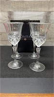 4 Bombay Crystal Wine Glasses 8.25" High With Box