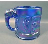 Imperial IG Blue Carnival Glass Story Book Mug