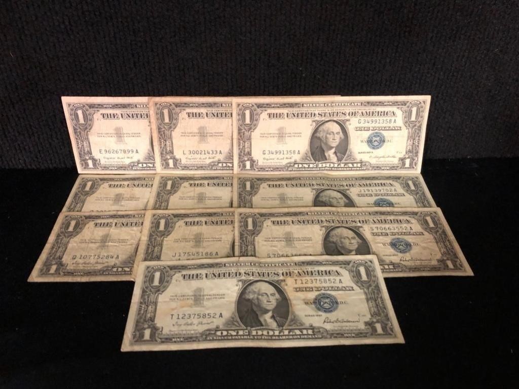 (10) 1957 $1 Silver Certificates