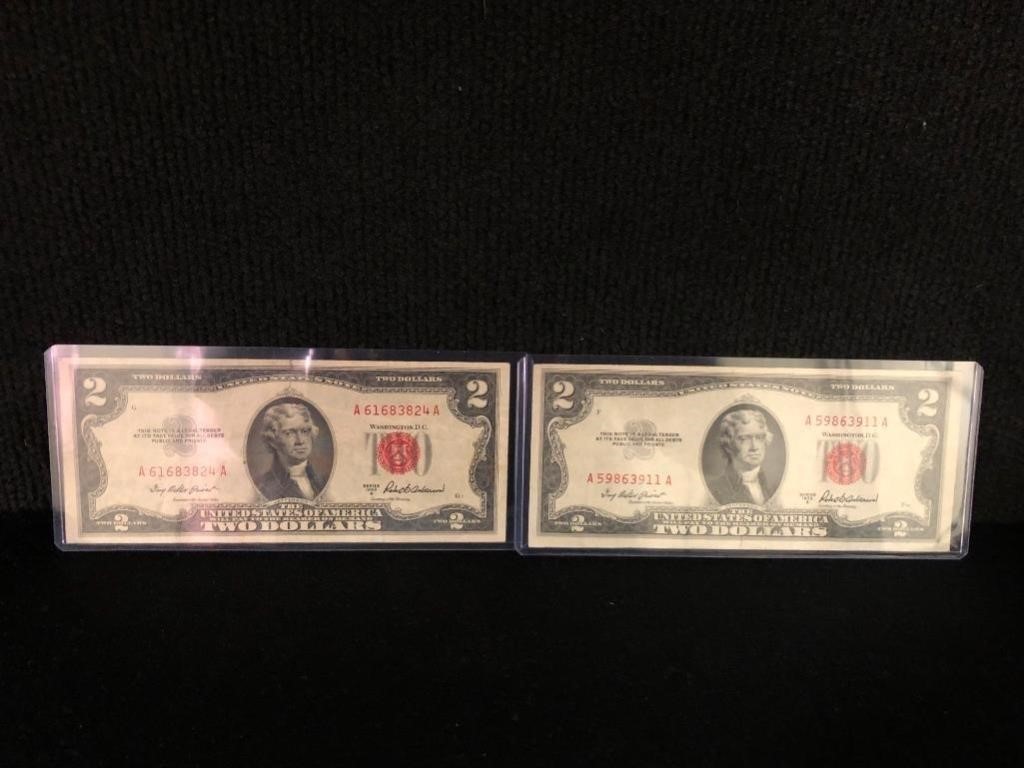 (2) 1953 $2 Red Seal Notes