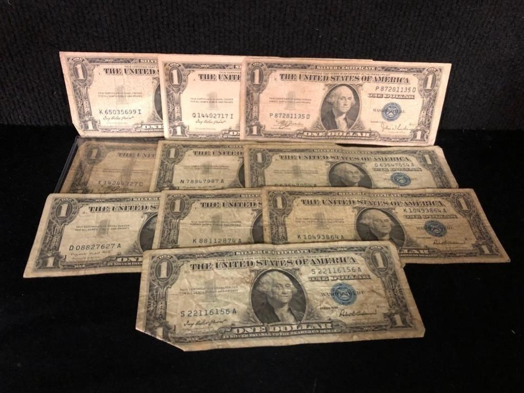 1935 & 1957 $1 Silver Certificates (10 Bills)