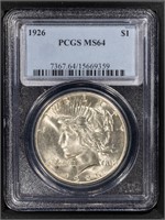 1926 $1 Peace Dollar PCGS MS64 Bright White