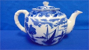 Windmill & Sailboat Delft Style Tea Pot Made In
