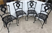 4 heavy metal black patio chairs
