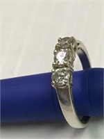 3 Stone-Sterling Silver Ring marked925