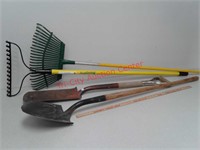 Garden tools - rakes, spade, shovel