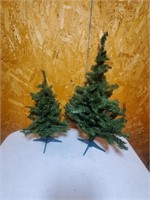 2 Tabletop Christmas Trees