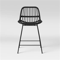 Linnet Rattan Metal Legs Barstool Black $105