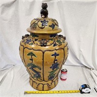 HUGE Vintage Asian Foo Dog Art Pottery Jug Vase