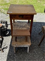 2 Country Foot Stools & Hepplewhite Stand