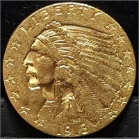 1913 $2.50 Gold Indian Quarter Eagle High Grade