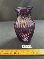 Purple Swirled Wave Glass Vase