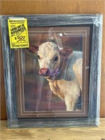 Framed cow picture