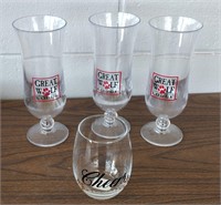 3 Great Wolf Lodge Souvenir Glasses & Wine Glass