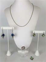 Sterling Pendant, Ring, Earrings & Chain