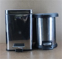 2 Small Stainless Steel Pedal Trash Bins